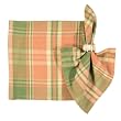 Durable Hand Woven 100% Cotton Colorful Peach and Green Plaid Napkins 22x22 Inches Set of 12
