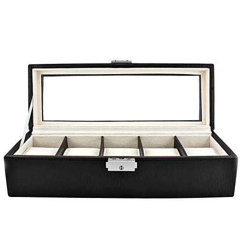 JBW Leather Five Watch Storage Case Model #JBW-5-Black