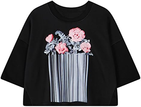 Women Summer Crop Tops Floral T-shirts Short Sleeve Harajuku Femmes T-shirts
