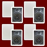 4 Pairs of New 8" In Wall Surround Sound HD Home Theater Rectangular Glass Fiber Speakers 4TSS8W