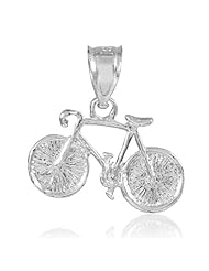 14k White Gold Mountain Bike Sports Charm Bicycle Pendant