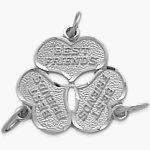 Genuine Sterling Silver BEST FRIENDS Three Way Heart Charm Pendant with 3 chains