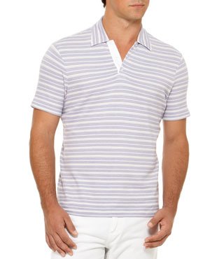 Perry Ellis 3 Button Pique Striped Polo