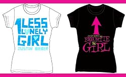 JUSTIN BIEBER SPECIAL FAVORITE GIRL FAN PACK! TWO NEW TWO SHIRTS IN ONE SET! - JUSTIN BIEBER T-SHIRTS FAVORITE GIRL SPECIAL!