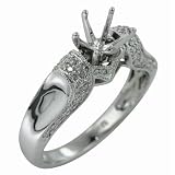 1.02 Ct Vintage Inspired Diamond Engagement Ring Setting 18k White Gold 1.02 Ct Vintage Inspired Diamond Engagement Ring Setting 18k White Gold