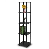 Furinno 99132EX/BK 5-Tier Corner Square Rack Display Shelf, Dark Espresso