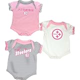 Reebok Pittsburgh Steelers Infant 3-Piece Creeper Set - Pink 3-6 Months