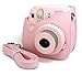 Woodmin Pink PU Leather fuji mini case bag for Fujifilm Instax Mini 8 case + Free Shoulder Strap