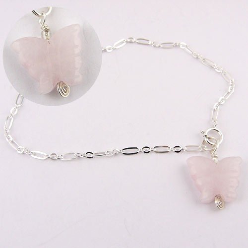 Rose Quartz and Butterfly Bracelet