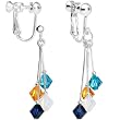 Navy Gold Powder Blue White Crystal Sports Team Clip On Earrings