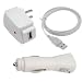 USB Car Charger + USB Home Travel Charger + USB Data Cable for Amazon Kindle 2
