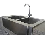 36 Inch Stainless Steel Flat Front Farm Apron Double 50/50 Bowl Kitchen Sink