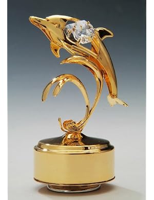Dolphin 24K Gold Swarovski Crystal Music Box Figure