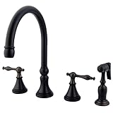 Kingston Brass KS2795NLBS Naples Deck Mount Kitchen Faucet with Brass Sprayer, 8-1/4-Inch, Oil Rubbe