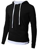 Doublju Mens Casual string hoodie shirts