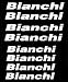 BIANCHI (8) White BIKE FRAME vinyl Stickers/Decals (Bike Re-finishing)