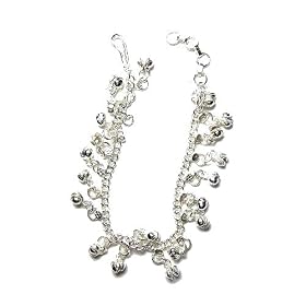 Silver Anklet / Bracelet with Silver Dangle Beads