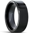 8mm Black Pipe Tungsten Carbide Ring Size 7.5 - 15