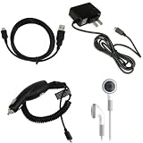 Amazon Kindle 2 (2nd Generation) USB 2in1 Sync and Charging Cable, Car Charger, Wall / Travel Charger, and Premium White Earphones