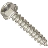18-8 Stainless Steel Sheet Metal Screw, Plain Finish, Hex Washer Head, Hex Drive, Type A, #12-11 Thread Size, 1-1/4" Length (Pack of 25)