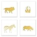 Stupell Home DÃ©cor Golden Animal Silhouettes Lion Panda Zebra Rhino 3pc Wall Plaque Art Set, 12 x 0.5 x 12, Proudly Made in USA