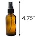 JUVITUS Amber Glass Boston Round Bottle Black Spray Mister 2 oz (2 Pack) + Clear Travel Bag