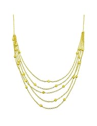 18 Karat Gold over Silver Multi-strand Bead Ball Station Necklace (20 Inch)