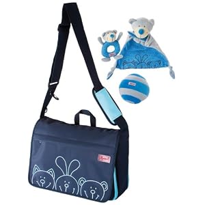 sigikid 23403 - Baby.basics, Wickeltaschen-Set dunkelblau, inklusive Handytasche, Geldbeutel, Thermotasche und Soft-Toy-Set