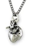 Anatomical 3d Human Heart Antique Silver Necklace Gothic 32" Chain