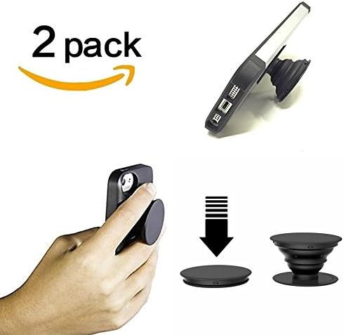 "MacGyver" Cell Phone Finger Holder - Phone Grip - Smartphone Stand &amp; Earphone Organizer Cord Wrap, 2 Pack Black. Works with Tablet Cases. Great for Kids Reading Iphone Carpal Tunnel