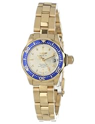 Invicta Womens 14126 Pro Diver Gold Dial 18k Gold Ion-Plated Stainless Steel Watch