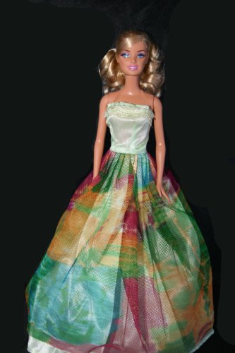 Green Barbie Sized Doll Party Dress