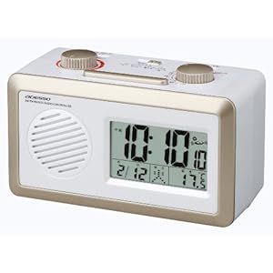 【クリックでお店のこの商品のページへ】ADESSO(アデッソ) AM/FMラジオ付き電波デジタル置き時計 温度計付き ホワイト×ゴールド RD-J329W