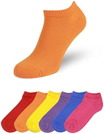 Feetly Women's 6 Pack Colorful Cushioned Combed Cotton Sneaker Liner Socks, European Quality, Multi, 39-42 EU shoe size