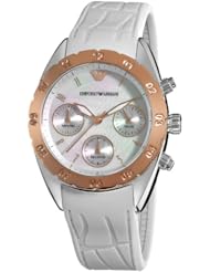 Emporio Armani Womens AR5938 Sport Silver Chronograph Dial Watch