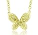 14k Yellow Gold Butterfly Natural Fancy Yellow Diamond Pendant Necklace - 0.17 carat