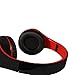 Intone I60 Lightweight Folding 3.5mm Stereo Over-ear Headphones Portable Stretch Headsets Earphones Leather Earpad with Build-in Microphone and Control Button for All Smartphones,laptops,tablets,pc,mp3/mp4,psp,ipod (Black/Red)