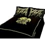 Ed Hardy Eagle Queen Duvet Set, Gold Embroidery on Black