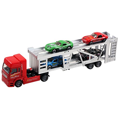 Aivtalk Transport Trailer Car Carrier Truck Toy for Boys (includes 4 Cars) - Multicolor
