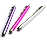 Bargains Depot Pink/Purple/Silver 3 pack of SENSITIVE / CONDUCTIVE HYBRID FIBER TIP Capacitive Stylus/styli Universal Touch Screen Pen   Free Gift