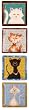Purrfect Cats Ceramic Mini Plates with Metal Rust Finished Mini Plate Rack