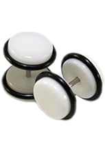 White Acrylic Fake Cheaters Faux Illusion Plugs 00G Gauge 10mm 1 Pair Large
