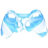 High Quality Premium Super Grip Glow White Blue Silicon Protective Skin Case Cover for Sony Playstation Ps3 Remote Controller