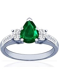 Platinum Pear Cut Emerald Ring With Sidestones