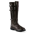 Brown Knee High Boot Strap Detail Gothic MENS SIZING Low Heel FLAT