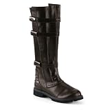 Brown Knee High Boot Strap Detail Gothic MENS SIZING Low Heel FLAT