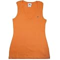 Lacoste Sleeveless Rib V Neck Women's Orange T Shirt