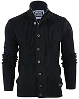 Mens Cardigan Jumper Brave Soul Mira Cotton Zip & Button Up Funnel Neck Sweater