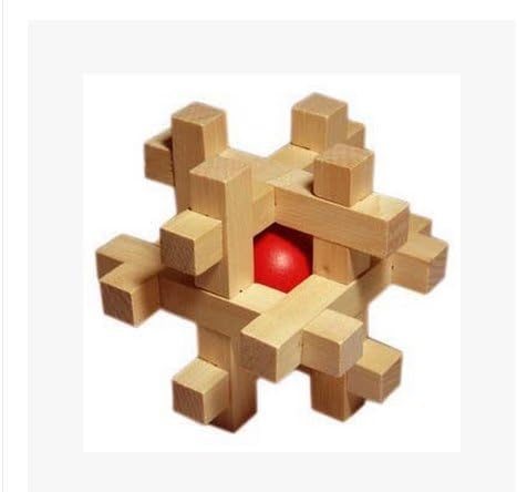 HSE Children's Unlock Wooden Toys Creative Toy Novelty Jigsaw Puzzle Three-Dimensional Jigsaw Puzzle Enlightenment Over 3 Years Old Baby Preschool Educational Toy Building Blocks Also As a Christmas and Birthday Gift - Take the ball cage