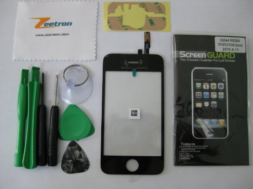 Apple Iphone 3g Digitizer Touch Screen Replacement LCD with Video Instructions + 7 Piece Tool Kit + Adhesive Strip (3m) + Mirror Screen Protector+ Zeetron Microfiber Cloth (10 Piece Kit)